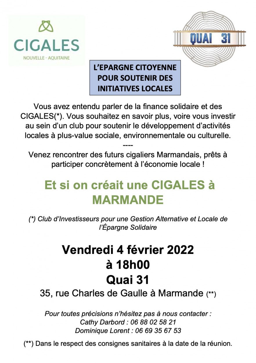 Reunion info CIGALES Marmande Quai 31